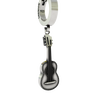 Guitar Charm Earring in 925 sterling silver - front view showcasing the detailed acoustic guitar charm and polished huggie hoop.