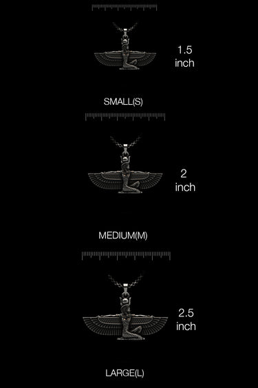 Isis Wings Pendant presented in its premium SARNION gift box, making it a perfect gift for mythology enthusiasts.