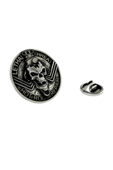 Lethal Threat Hot Rod Pin in 925 sterling silver, front view of the V8 engine skull design.
