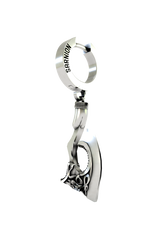 Macro close-up shot of the Gothic Reaper Earring, focusing on the intricate details of the Reaper's skeletal features and robe.