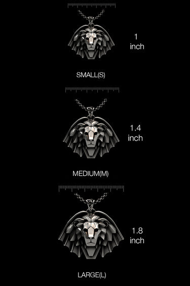 Manticore School Pendant shown on a model to demonstrate its size and how it wears as a Witcher medallion.
