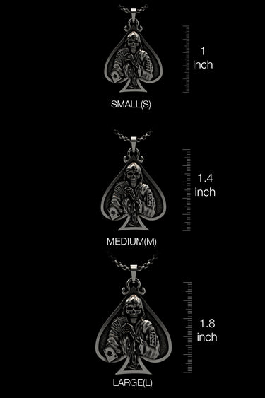 Multiple angle views of the 925 silver Death Gambler Pendant showing its intricate design and craftsmanship.