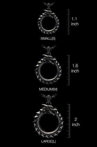 Multiple angle views of the 925 silver Dragon Ouroboros Pendant showing its complete 3D sculptural design.