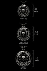 Multiple angle views of the 925 silver Memento Mori Cancer Pendant showing its complete, detailed design.