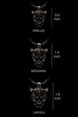 Multiple angle views of the 925 silver Oni Mask Pendant showing its complete, detailed sculptural design.