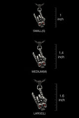 Multiple angle views of the 925 silver Rock Skull Pendant showing its complete, dynamic 3D design.