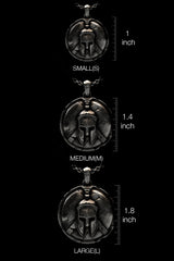 Multiple angle views of the 925 silver Spartan Warrior Pendant showing its complete, rugged design.