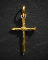 Nail Cross Pendant 925 silver pendant in gold-tone finish displaying gothic cross design