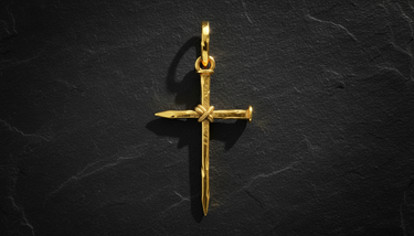 Nail Cross Pendant 925 silver pendant in gold-tone finish displaying gothic cross design