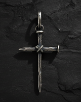 Nail Cross Pendant 925 sterling silver pendant shown with chain - gothic crucifixion nails bound with rope detailing