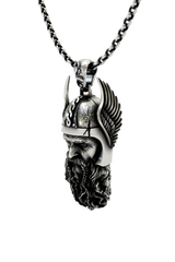 Norse Allfather Pendant in 925 sterling silver worn as a bold symbol of wisdom and Viking heritage.