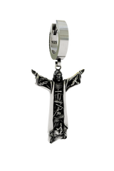 Risen Christ Earring in 925 sterling silver - front view showcasing the detailed figure with outstretched arms