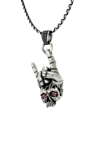 Rock Skull Pendant presented in its premium SARNION gift box, the perfect gift for any rock music fan.