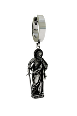 Saint Paul Earring in 925 sterling silver - front view showcasing the full figure of the apostle holding a sword