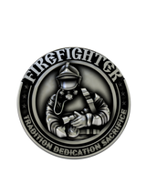 Side angle of the Firefighter Cufflinks in sterling silver, highlighting the high-relief detail of the firefighter's gear.