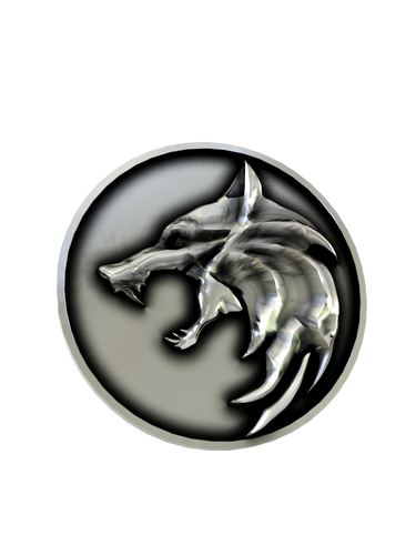 Side angle of the Wolf School Medallion Cuffs in sterling silver, showing the polished relief against the dark background.