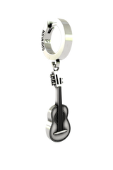 Side angle view of the Guitar Charm Earring, showing the three-dimensional profile of the acoustic guitar body.