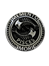 Side angle view of the Pisces Fishbone sterling silver cufflinks, highlighting the design's depth and antique finish