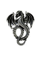 Side angle view of the Silver Dragon Lapel Pin, showcasing the 3D texture of the scales and wings.