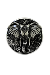 Side angle view of the Silver Elephant Lapel Pin, highlighting the quality craftsmanship and 3D detail.

