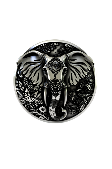 Side angle view of the Silver Elephant Lapel Pin, highlighting the quality craftsmanship and 3D detail.

