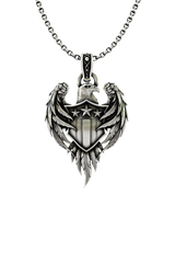 Side angle view of the Sterling Silver American Eagle Pendant highlighting the layered, powerful wings