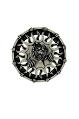 Side angle view of the Sterling Silver Roaring Bear Lapel Pin, showcasing the 3D claws and dynamic design.