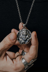 Side angle view of the Sterling Silver Royal Fury Pendant, highlighting the 3D effect of the lion's claws.
