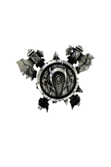 Side angle view of the Sterling Silver Viking Shield Pin, highlighting the 3D depth of the design.