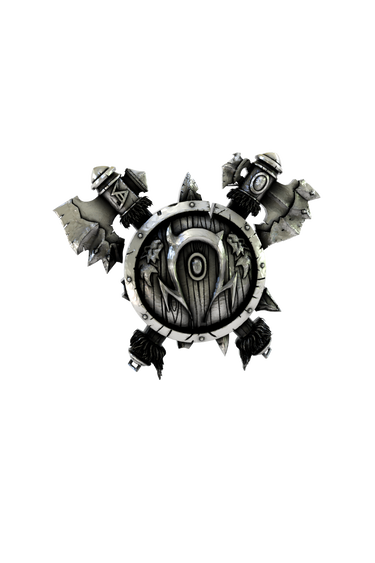 Side angle view of the Sterling Silver Viking Shield Pin, highlighting the 3D depth of the design.