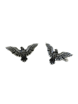 Silver Eagle Cufflinks in 925 sterling silver - a direct front view showcasing the majestic spread-wing design.