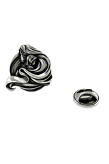 Silver Mother and Child Lapel Pin in 925 sterling, showing the tender embrace in a classic Art Nouveau style.

