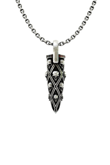 Skull Bullet Pendant in 925 sterling silver, front view showcasing the intricate pattern of skulls on the bullet.