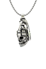 Skull Grenade Pendant with "US Marine Corps" engraving in 925 sterling silver.