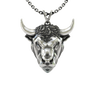 Taurus Bull Pendant in 925 sterling silver, front view of the powerful zodiac bull head.