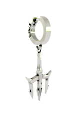 Trident Symbol Earring shown with a size reference to demonstrate its actual dimensions and drop length when worn