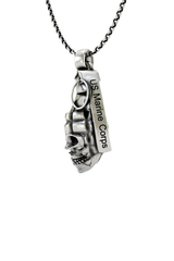 US Marine Corps Skull Grenade Pendant worn as a bold statement of a Marine's pride and warrior spirit.