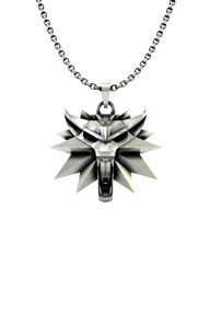 Wolf School Pendant, the iconic Witcher medallion of Geralt of Rivia, in 925 sterling silver.