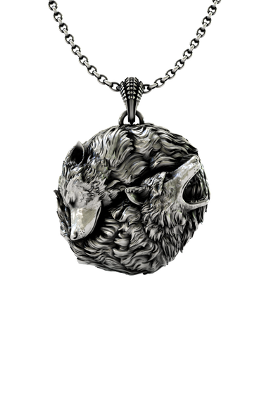 Wolf School Pendant, the iconic Witcher medallion of Geralt of Rivia, in 925 sterling silver.