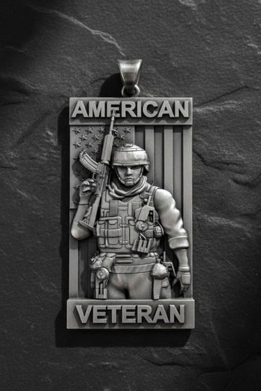 Silver American Combat Veteran Pendant