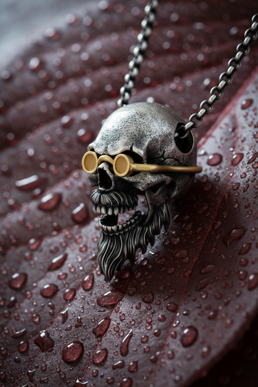 Silver Aviator Skull Pendant