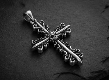 Silver Skull Cross Pendant