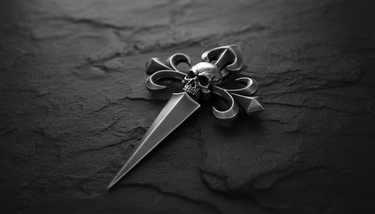 Silver Santiago Cross Skull Pendant