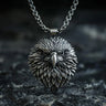 925 sterling silver eagle pendant with intricate feather details displayed on dark textured background