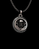 Angled view of the handcrafted Sagittarius Skull Pendant in 925 sterling silver, highlighting the detailed gothic design.