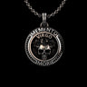 925 sterling silver Virgo zodiac pendant with skull and roses memento mori design on black background