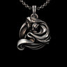 925 sterling silver goddess pendant with flowing wave design on black background showing intricate details