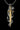 Sterling silver Panther Sword Pendant with a detailed panther with red eyes clinging to a gold vermeil sword, on a black background.