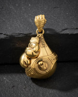Oxidized silver boxing pendant displaying intricate championship belt medallion and star engravings