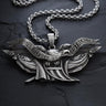 925 sterling silver American eagle pendant with God Is Our Refuge and Strength banners on dark slate background